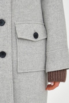 Светло-серое пальто с контрастными пуговицами Priz(фото4)