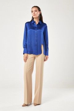 Синяя блуза с фигурным вырезом Priz(фото2)
