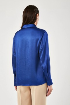 Синяя блуза с фигурным вырезом Priz(фото5)