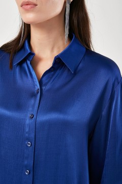 Синяя блуза с фигурным вырезом Priz(фото3)
