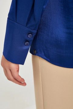 Синяя блуза с фигурным вырезом Priz(фото4)