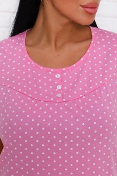 Розовая ночная сорочка в горошек 9925 Lika Dress(фото3)