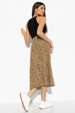Коричневая длинная юбка с принтом Charutti(фото4)