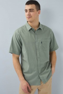Мужская рубашка с коротким рукавом цвета хаки 141002 F5 men