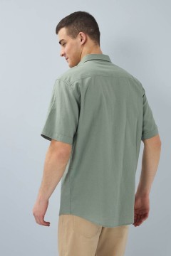 Мужская рубашка с коротким рукавом цвета хаки 141002 F5 men(фото3)