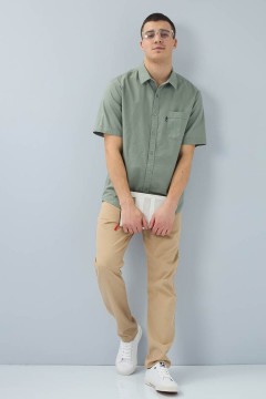 Мужская рубашка с коротким рукавом цвета хаки 141002 F5 men(фото2)