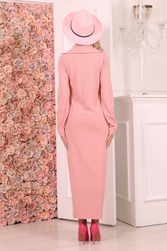 Длинное розовое трикотажное платье на молнии Wisell(фото4)