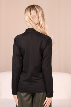 Чёрная блузка с кружевом Wisell(фото4)