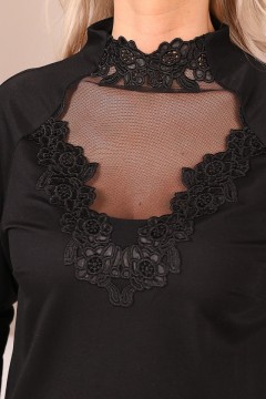 Чёрная блузка с кружевом Wisell(фото3)