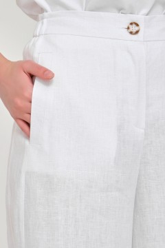 Белые льняные брюки-кюлоты Priz(фото4)