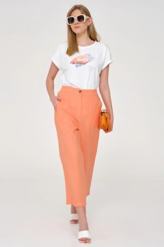 Оранжевые льняные брюки-кюлоты Priz