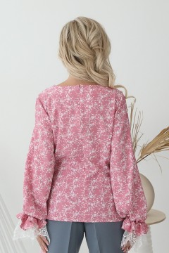 Розовая блузка с кружевом Wisell(фото4)