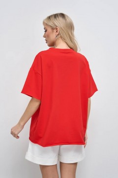 Красная футболка с принтом Jetty(фото3)