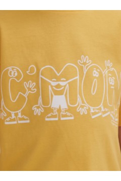 Красивая футболка в жёлтом цвете с принтом для мальчика BFT3352/4U Pelican(фото6)