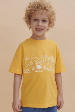 Красивая футболка в жёлтом цвете с принтом для мальчика BFT3352/4U Pelican