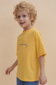 Удобная футболка в жёлтом цвете и принтом для мальчика BFT3352/7U Pelican