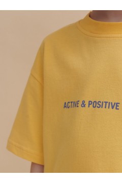 Удобная футболка в жёлтом цвете и принтом для мальчика BFT3352/7U Pelican(фото4)