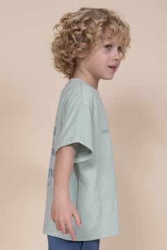 Удобная футболка в ментоловом цвете и принтом для мальчика BFT3352/7U Pelican(фото3)