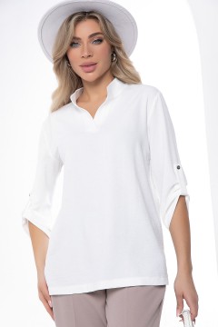Белая блузка с патами на рукавах Lady Taiga