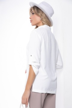 Белая блузка с патами на рукавах Lady Taiga(фото3)