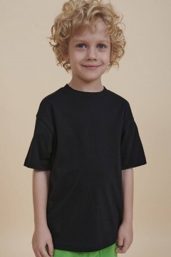 Удобная футболка в чёрном и принтом для мальчика BFT3353/4U Pelican