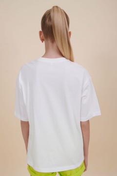 Стильная футболка в белом цвете с принтом для девочки GFT3353/2U Pelican(фото3)
