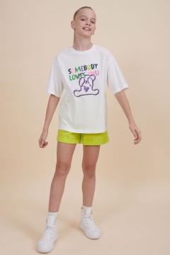 Стильная футболка в белом цвете с принтом для девочки GFT3353/2U Pelican(фото2)