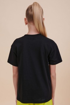 Стильная футболка в чёрном цвете с принтом для девочки GFT3353/5U Pelican(фото3)