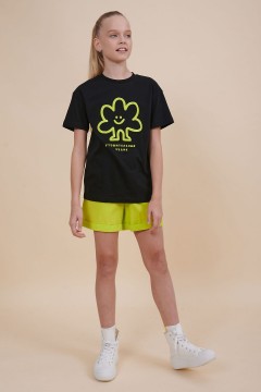 Стильная футболка в чёрном цвете с принтом для девочки GFT3353/5U Pelican(фото2)