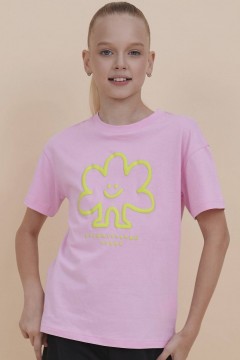 Стильная футболка в розовом цвете с принтом для девочки GFT3353/5U Pelican