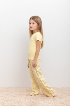 Стильная пижама для девочки К 1633/желтое печенье,сакура пижама Crockid(фото2)