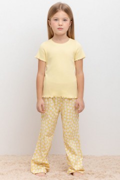 Стильная пижама для девочки К 1633/желтое печенье,сакура пижама Crockid
