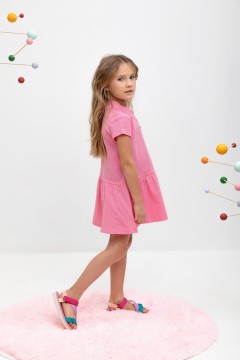Розовое платье-поло с принтом для девочки КР 5865/розовая орхидея к455 платье  Crockid(фото2)