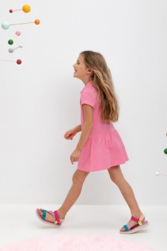 Розовое платье-поло с принтом для девочки КР 5865/розовая орхидея к455 платье  Crockid(фото3)
