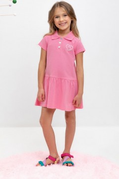 Розовое платье-поло с принтом для девочки КР 5865/розовая орхидея к455 платье  Crockid