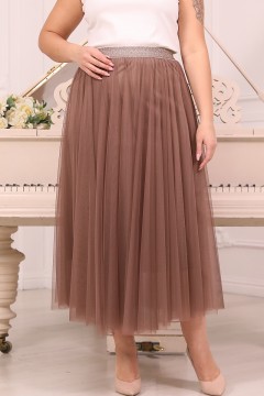 Двойная коричневая юбка из сетки Wisell(фото2)