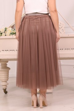 Двойная коричневая юбка из сетки Wisell(фото5)