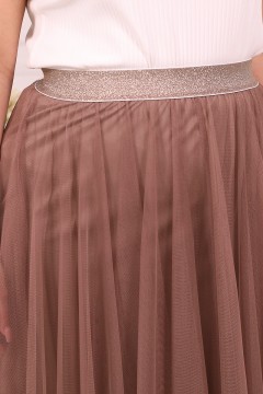 Двойная коричневая юбка из сетки Wisell(фото4)