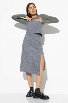 Серая юбка со смещенным разрезом Charutti(фото2)