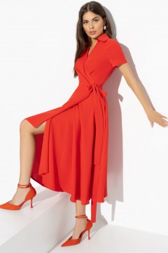 Красное платье на запах 52 размера Charutti(фото4)