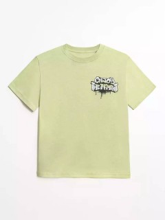 Красивая футболка в зелёном цвете с принтом для мальчика 10604/22SS24 Vulpes Familiy(фото4)