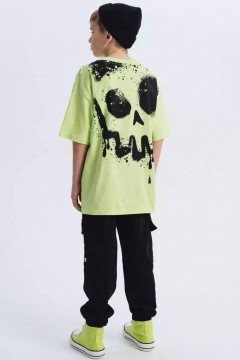 Красивая футболка в зелёном цвете с принтом для мальчика 10609/10SS24 Vulpes Familiy(фото3)