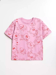 Милая футболка в розовом цвете с принтом для девочки 10539/16SS24 Vulpes Familiy(фото4)