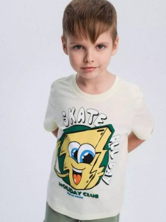 Стильная футболка бежевого цвета с принтом для мальчика 10604/4SS24 Vulpes Familiy(фото2)
