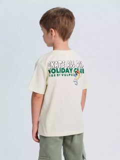 Стильная футболка бежевого цвета с принтом для мальчика 10604/4SS24 Vulpes Familiy(фото3)