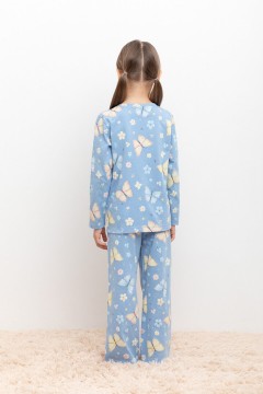 Стильная пижама для девочки К 1622-1/небесный,бабочки пижама Crockid(фото3)