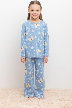 Стильная пижама для девочки К 1622-1/небесный,бабочки пижама Crockid