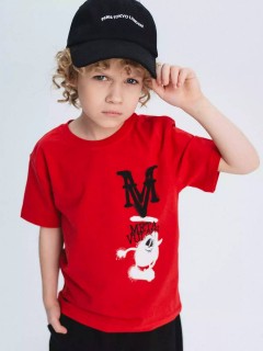 Модная футболка в красном цвете с принтом для мальчика 10604/5SS24 Vulpes Familiy(фото2)