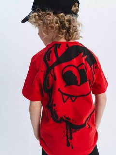 Модная футболка в красном цвете с принтом для мальчика 10604/5SS24 Vulpes Familiy(фото3)