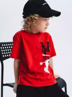 Модная футболка в красном цвете с принтом для мальчика 10604/5SS24 Vulpes Familiy